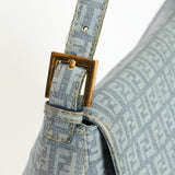 Fendi Zucchino Mamma Baguette Light Blue Coated Canvas GHW