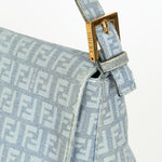 Fendi Zucchino Mamma Baguette Light Blue Coated Canvas GHW