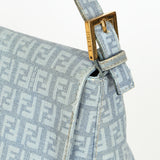 Fendi Zucchino Mamma Baguette Light Blue Coated Canvas GHW
