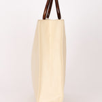 Chanel Wooden Top Handle Tote White Caviar