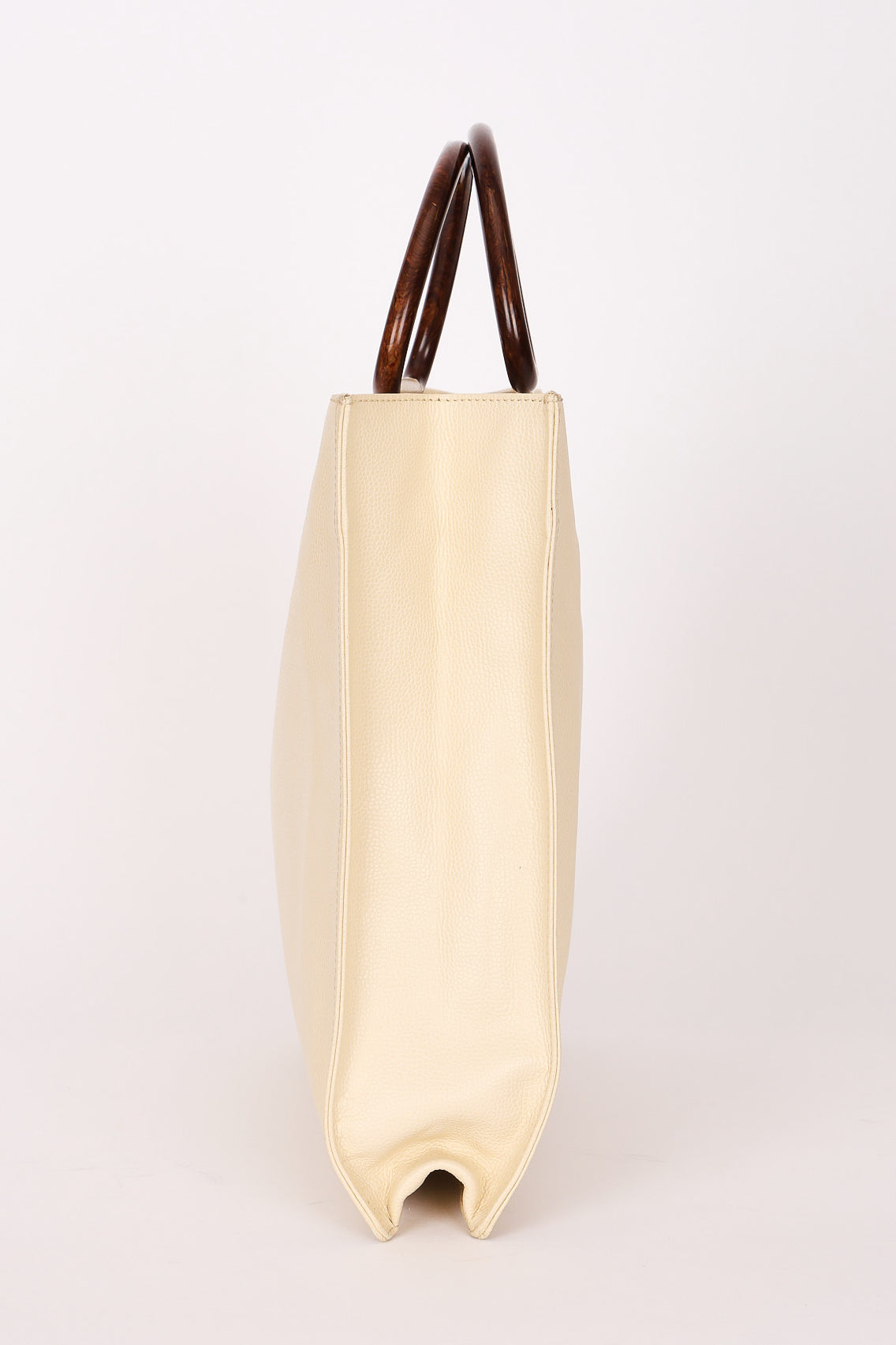 Chanel Wooden Top Handle Tote White Caviar