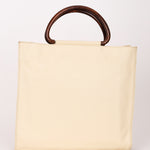 Chanel Wooden Top Handle Tote White Caviar