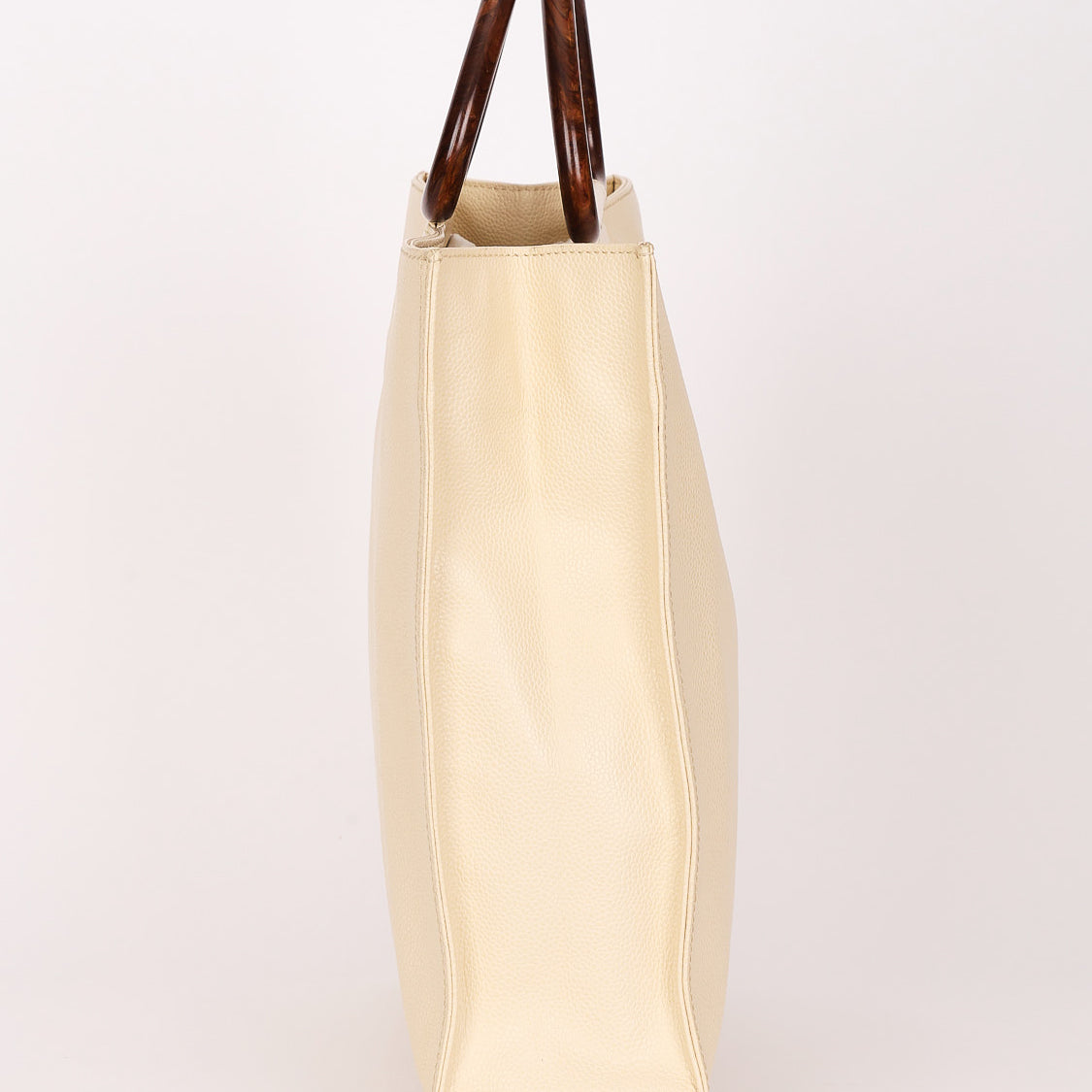 Chanel Wooden Top Handle Tote White Caviar