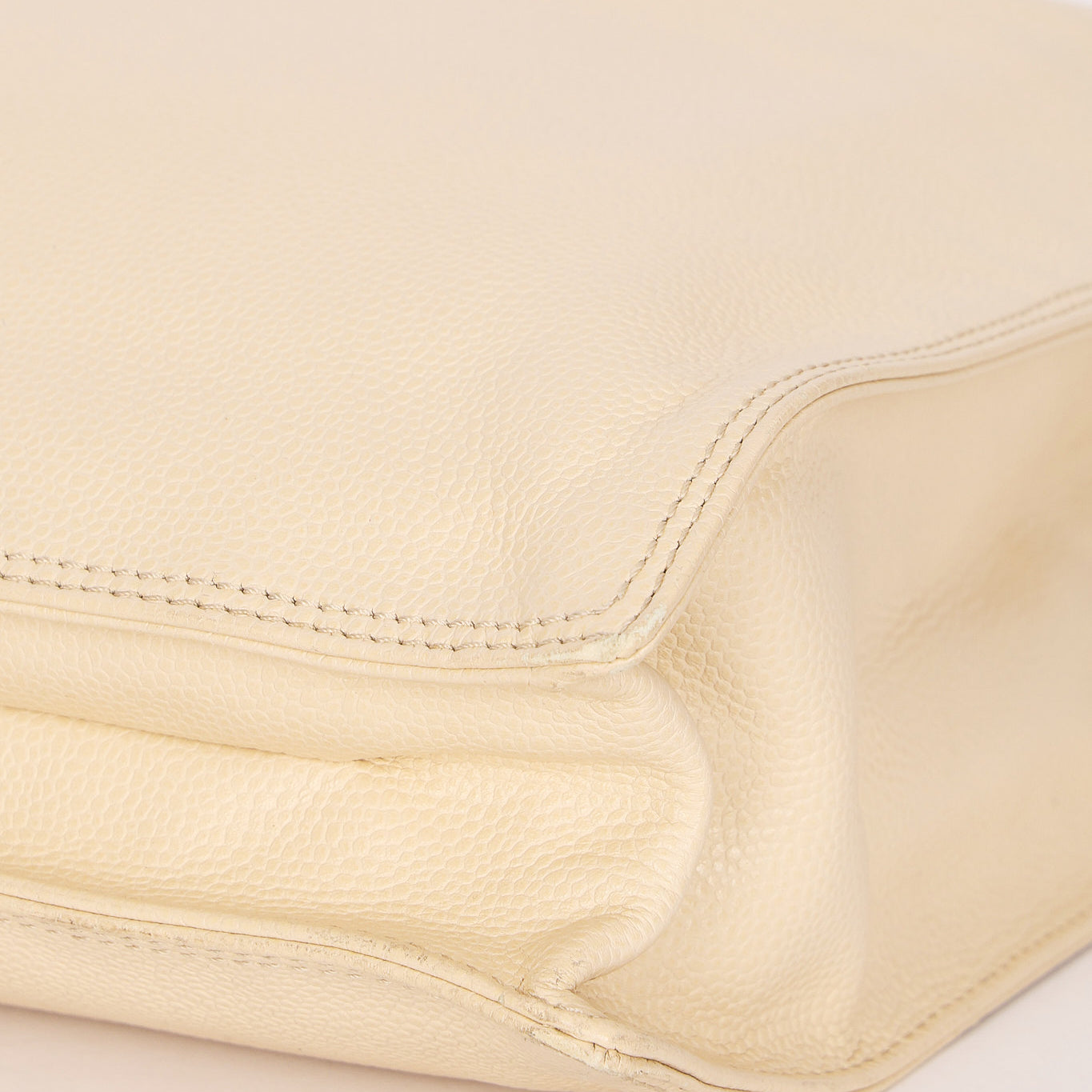 Chanel Wooden Top Handle Tote White Caviar