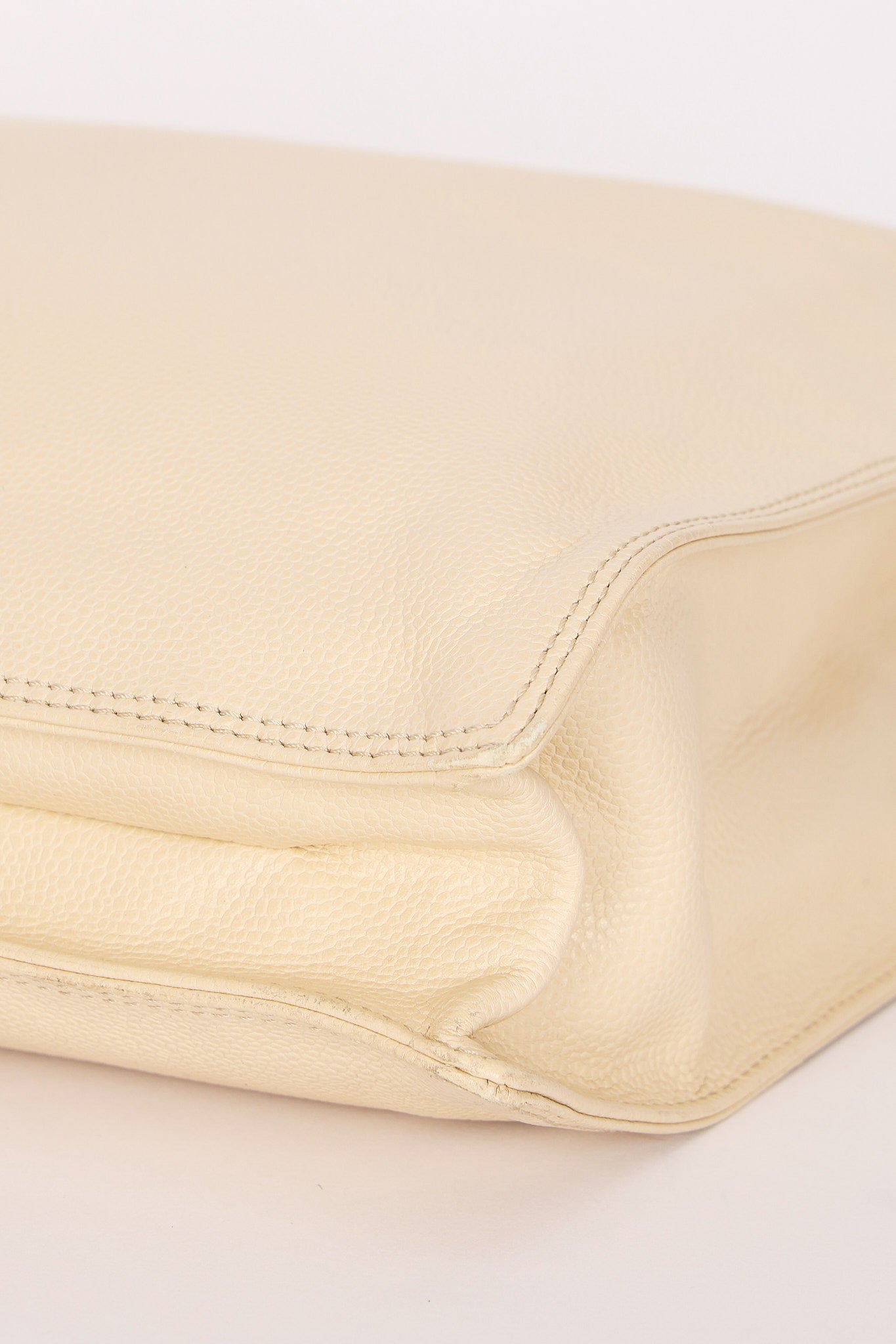 Chanel Wooden Top Handle Tote White Caviar