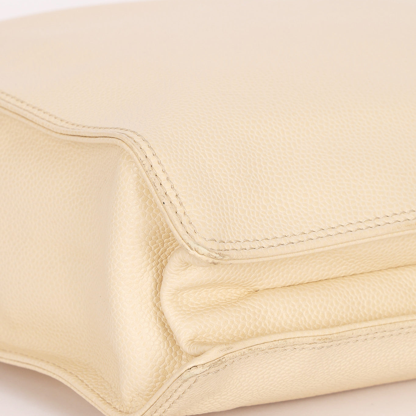 Chanel Wooden Top Handle Tote White Caviar