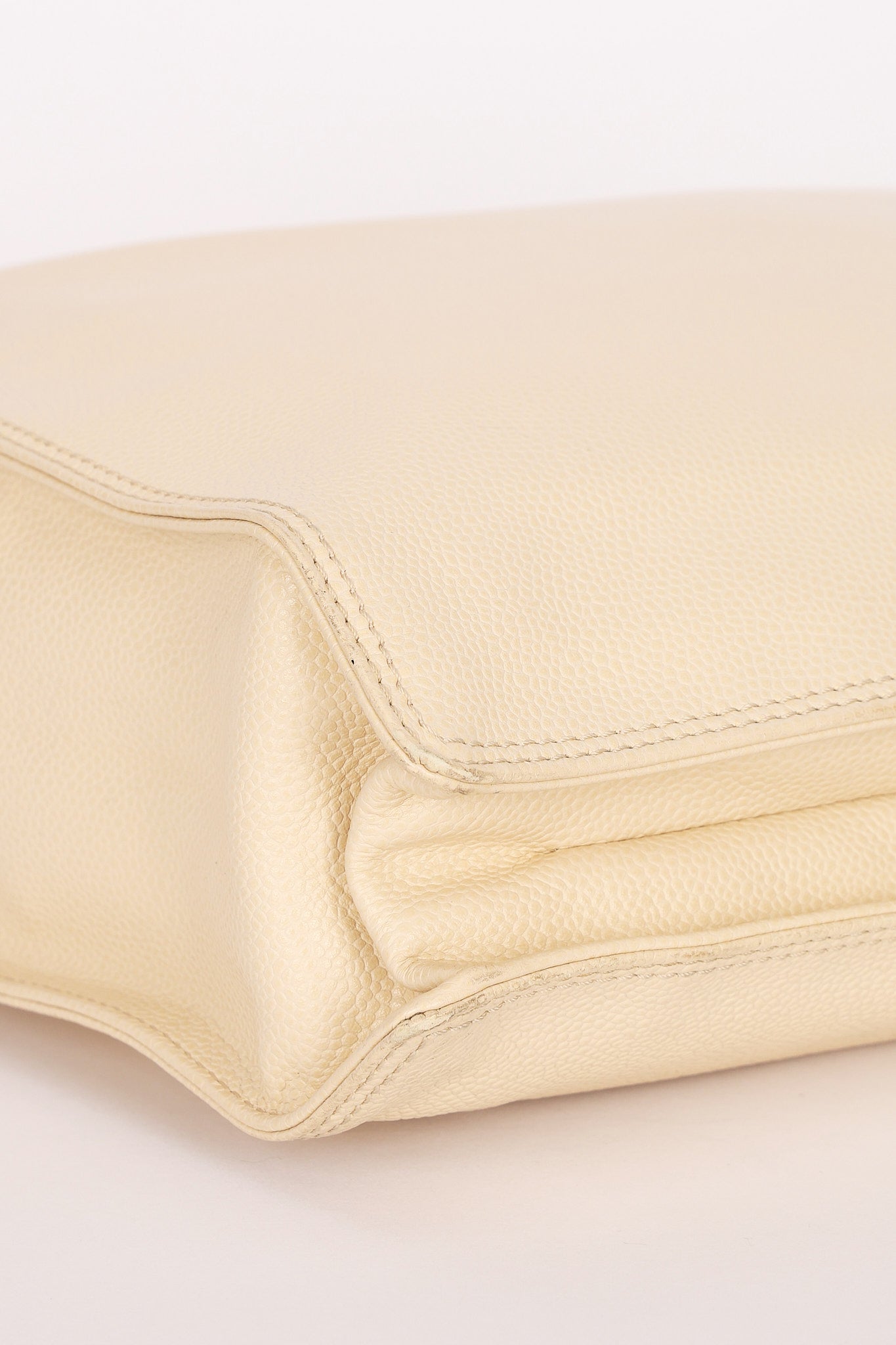 Chanel Wooden Top Handle Tote White Caviar