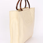 Chanel Wooden Top Handle Tote Cream Caviar 2002