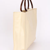 Chanel Wooden Top Handle Tote Cream Caviar 2002