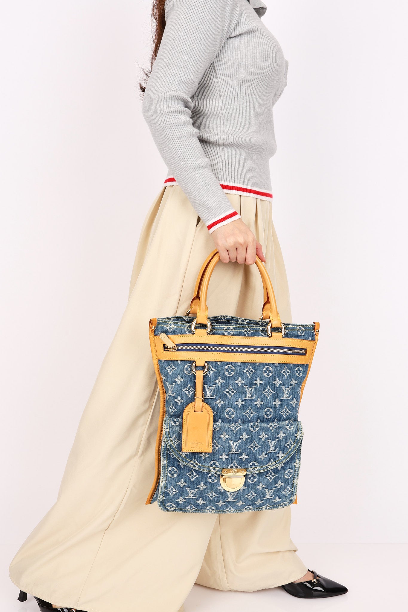 Louis Vuitton Monogram Denim Sac Plat 2005