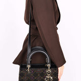 Dior Multicolor Crystal Beaded Medium Lady Black Satin 2023