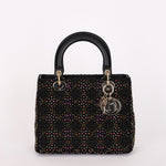 Dior Multicolor Beaded Medium Lady Black Satin