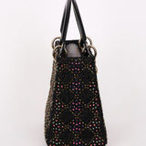 Dior Multicolor Beaded Medium Lady Black Satin