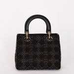 Dior Multicolor Beaded Medium Lady Black Satin