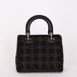 Dior Multicolor Beaded Medium Lady Black Satin