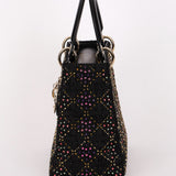 Dior Multicolor Beaded Medium Lady Black Satin