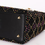 Dior Multicolor Beaded Medium Lady Black Satin