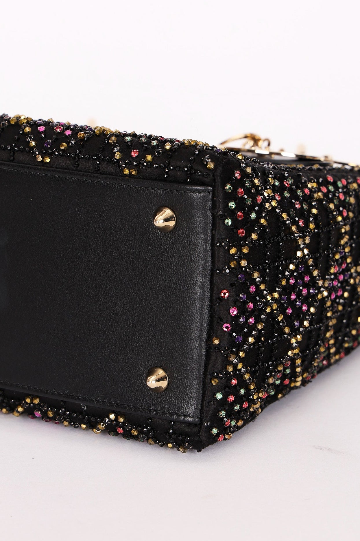 Dior Multicolor Beaded Medium Lady Black Satin