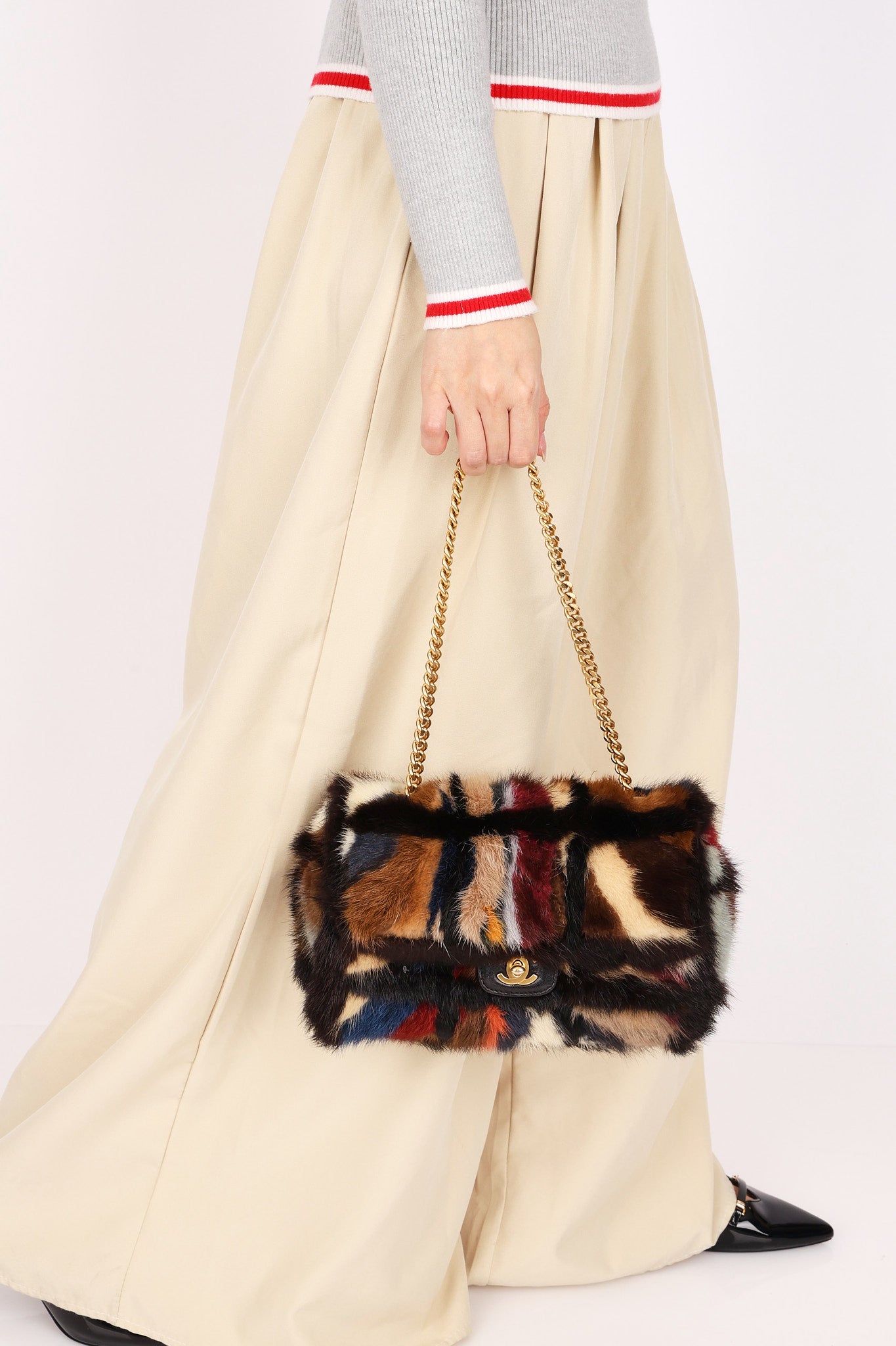 Chanel Mink Fur Patchwork Medium Single Flap AGHW