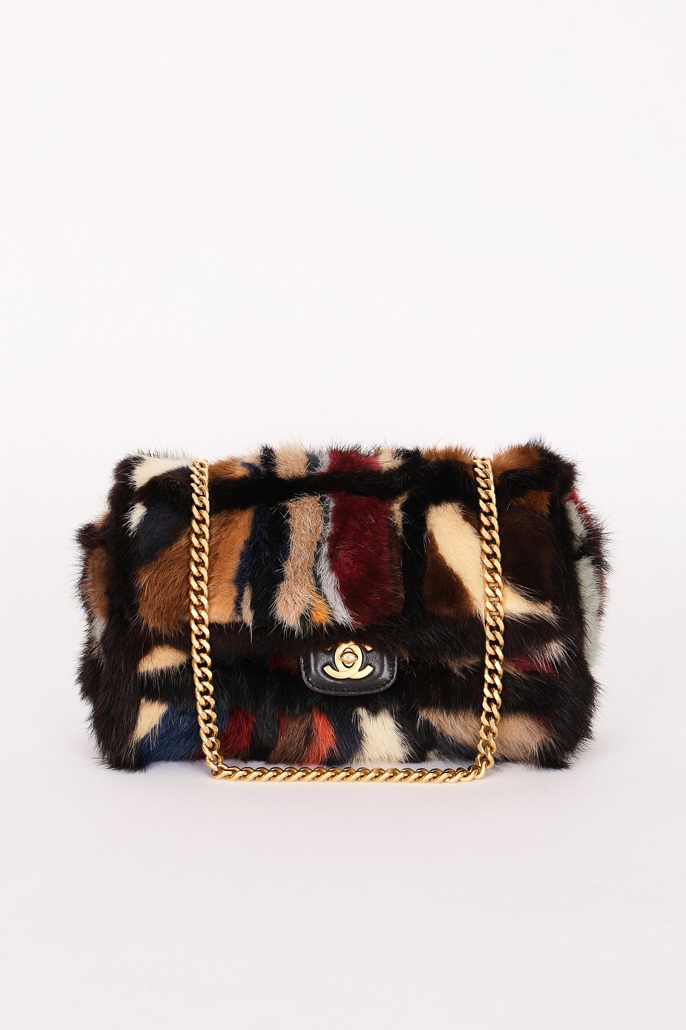 Chanel Mink Fur Patchwork Medium Single Flap AGHW