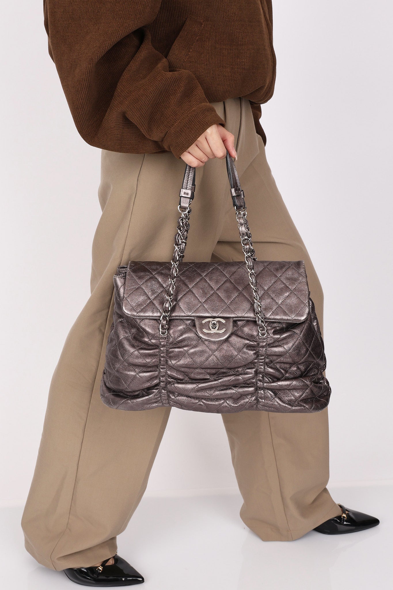 Chanel Sharpei Flap Metallic Grey 2007 SHW