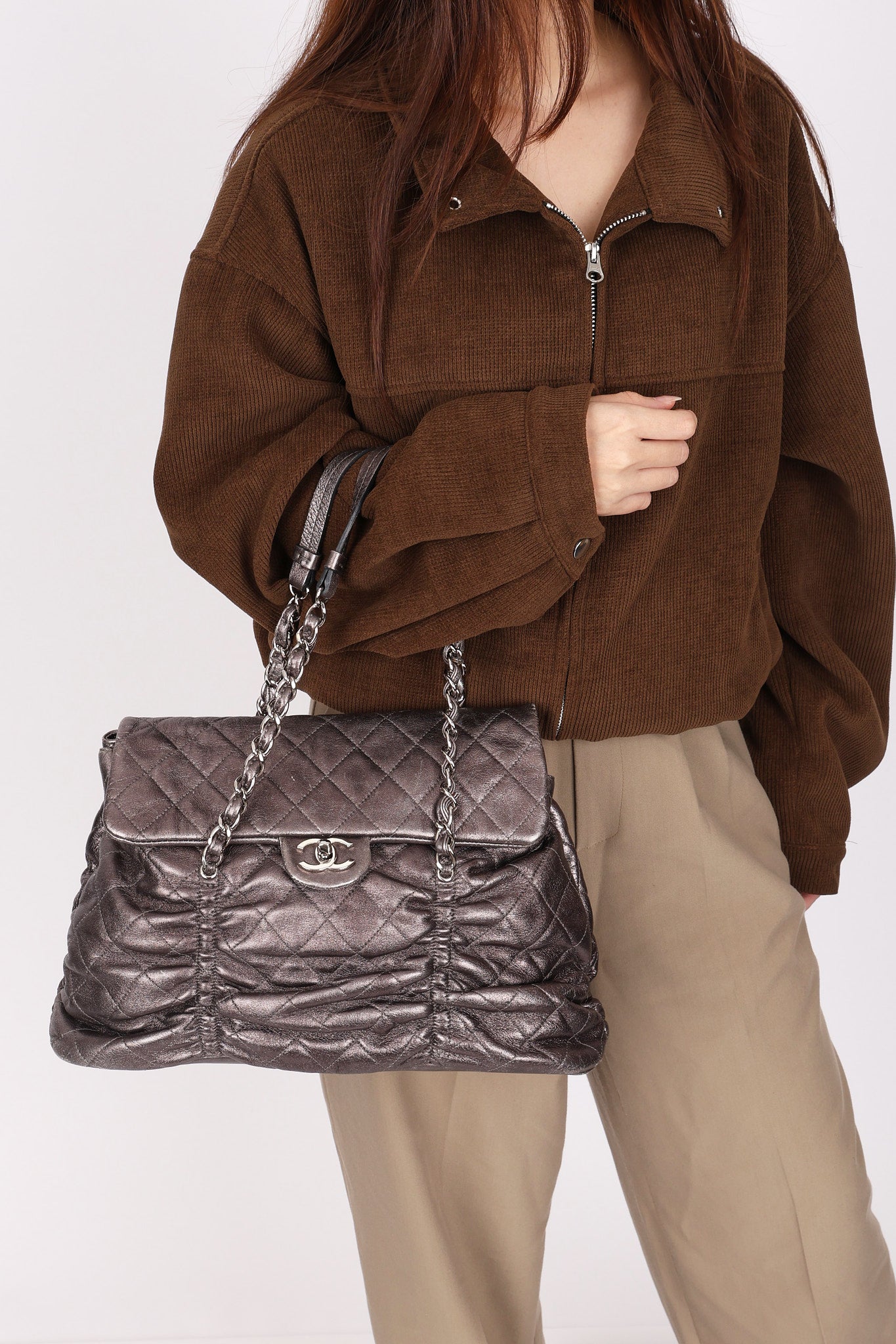 Chanel Sharpei Flap Metallic Grey 2007 SHW