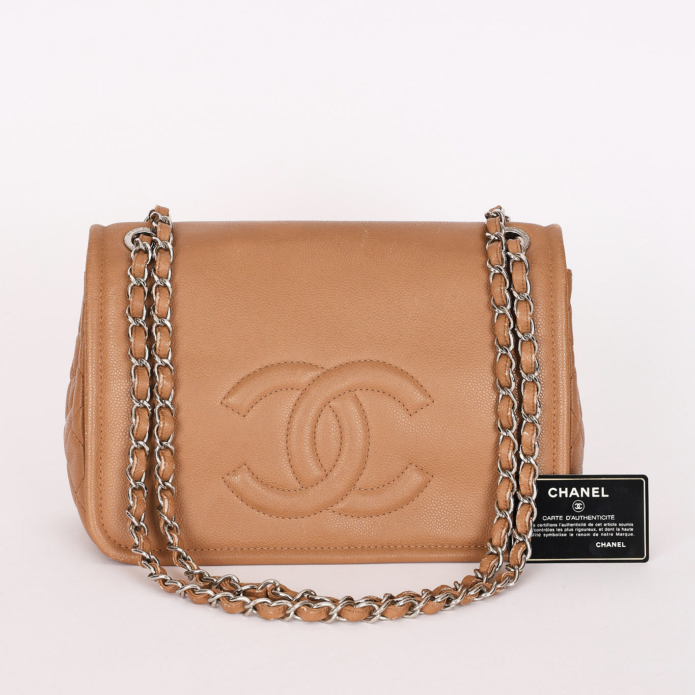 Chanel Timeless Flap Beige Caviar SHW