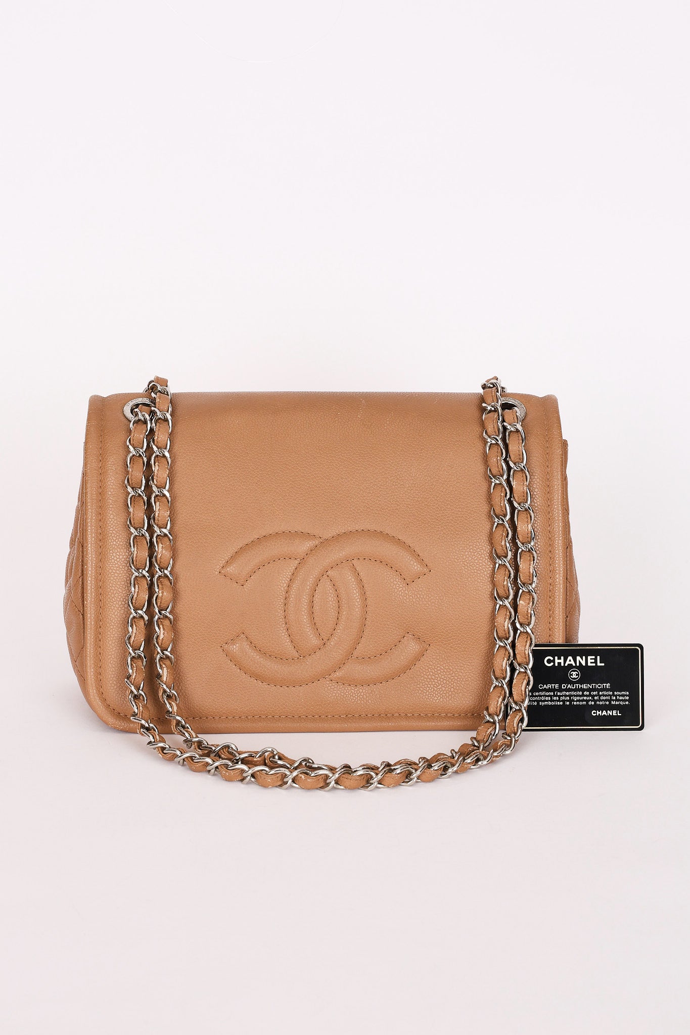 Chanel Timeless Flap Beige Caviar SHW