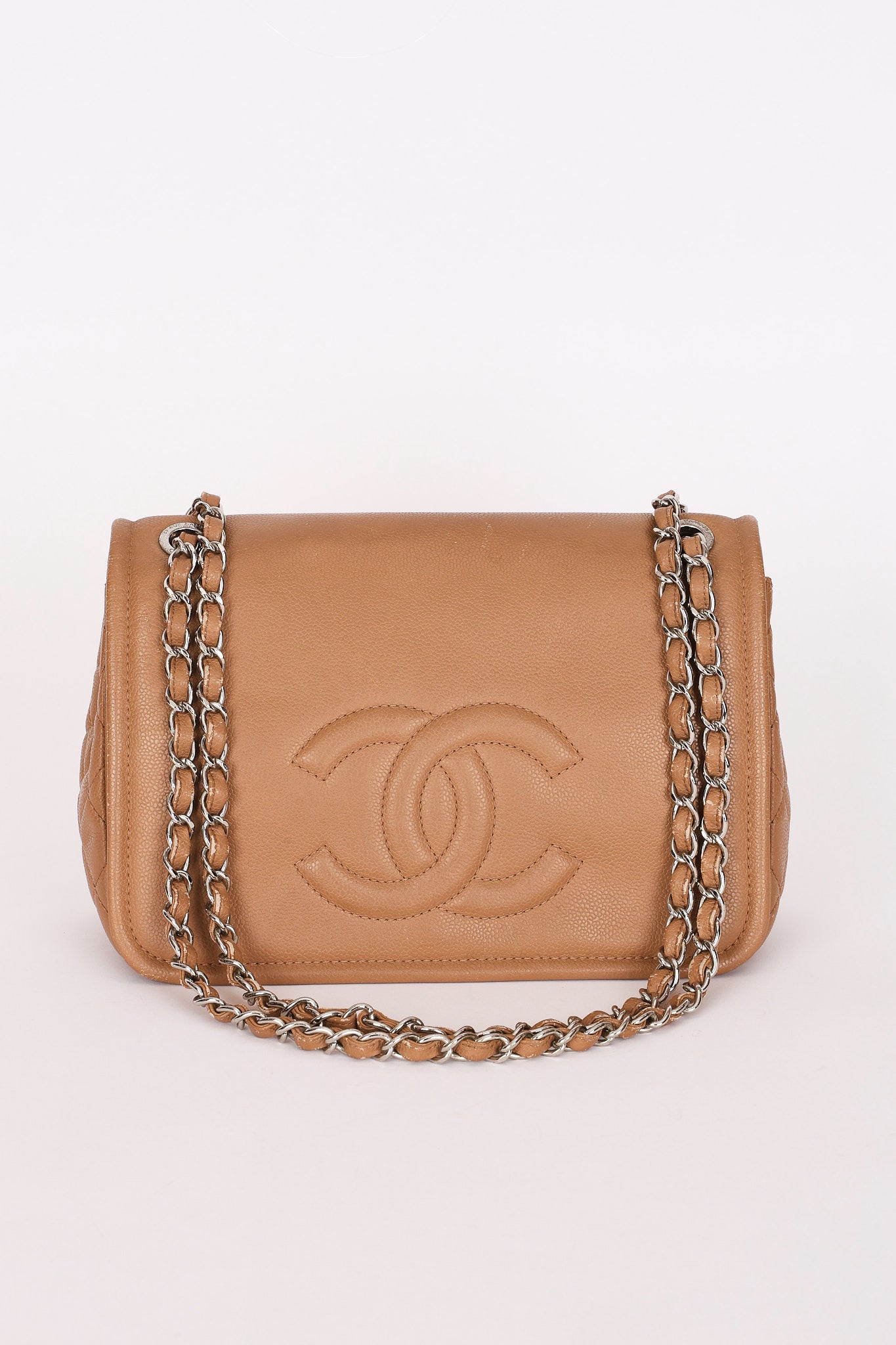 Chanel Timeless Flap Beige Caviar SHW