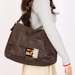 Fendi Mamma Forever Baguette Brown Nubuck Shimmer GHW