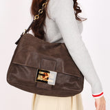 Fendi Mamma Forever Baguette Brown Nubuck Shimmer GHW
