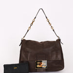 Fendi Mamma Forever Baguette Brown Nubuck Shimmer GHW