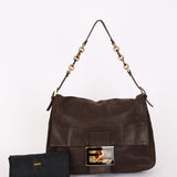 Fendi Mamma Forever Baguette Brown Nubuck Shimmer GHW