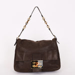 Fendi Mamma Forever Baguette Brown Nubuck Shimmer GHW