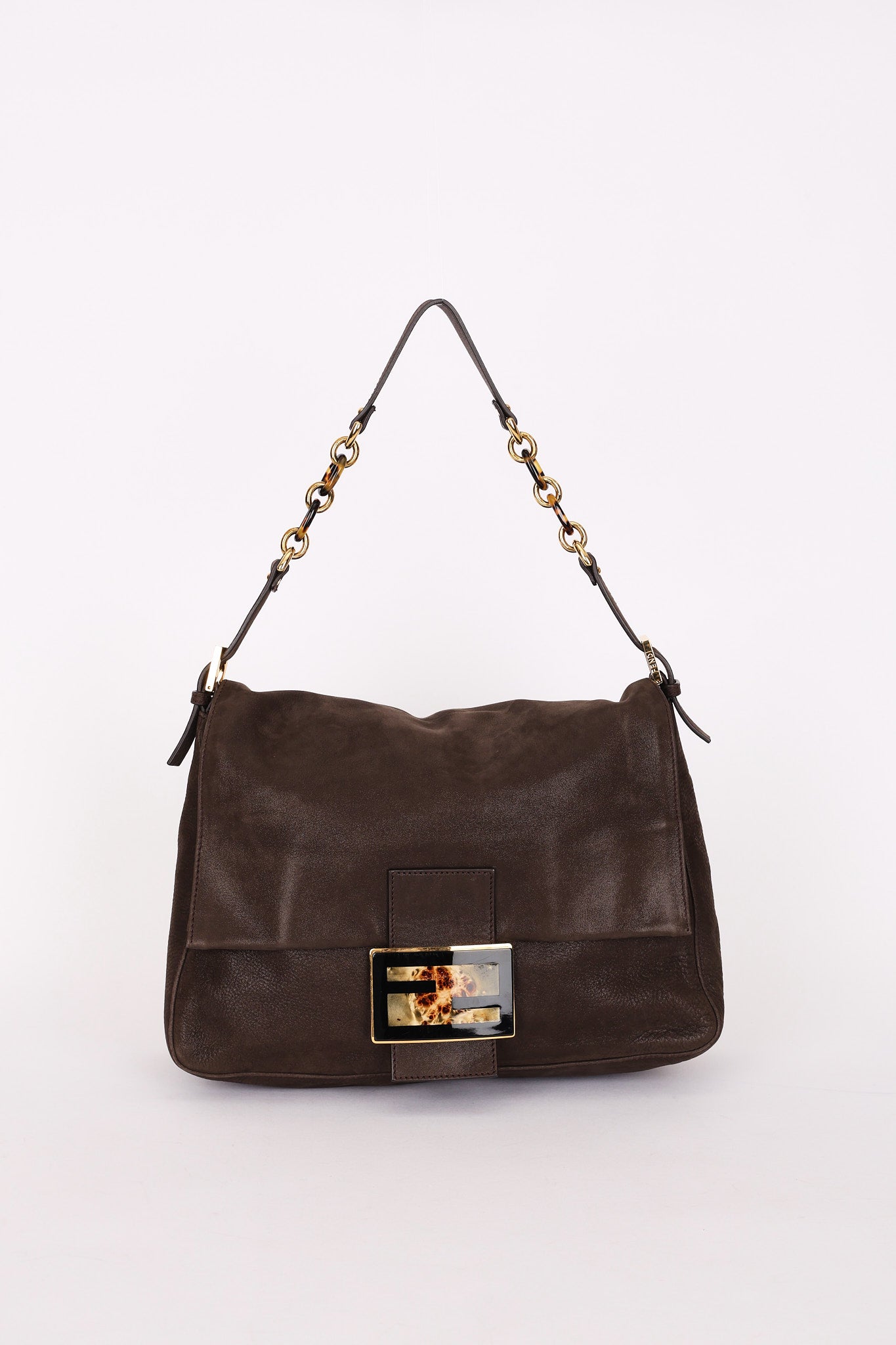 Fendi Mamma Forever Baguette Brown Nubuck Shimmer GHW
