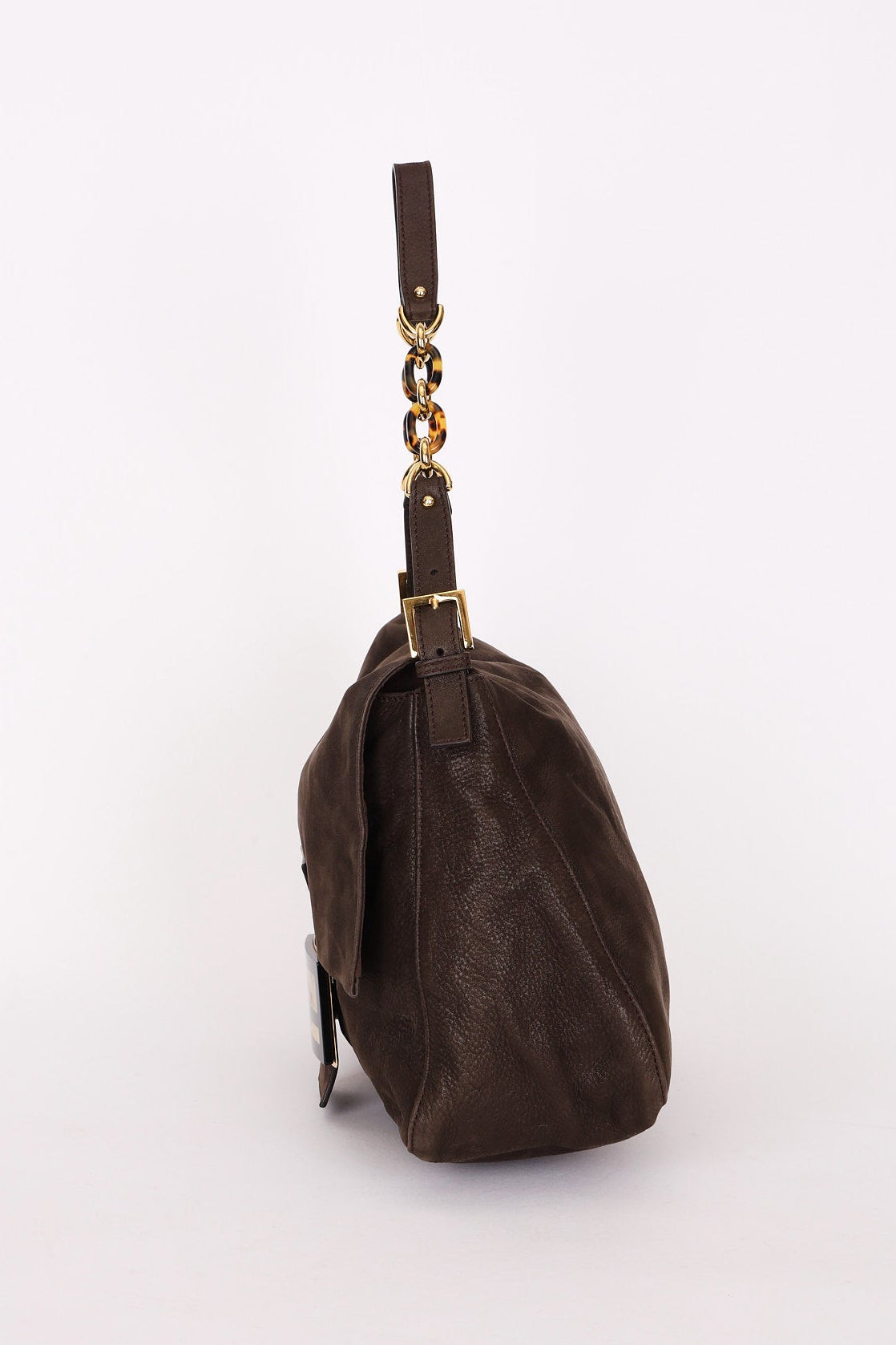 Fendi Mamma Forever Baguette Brown Nubuck Shimmer GHW