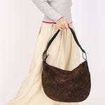 Gucci Monogram Shoulder Bag Brown Suede