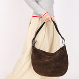 Gucci Monogram Shoulder Bag Brown Suede
