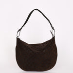 Gucci Monogram Shoulder Bag Brown Suede