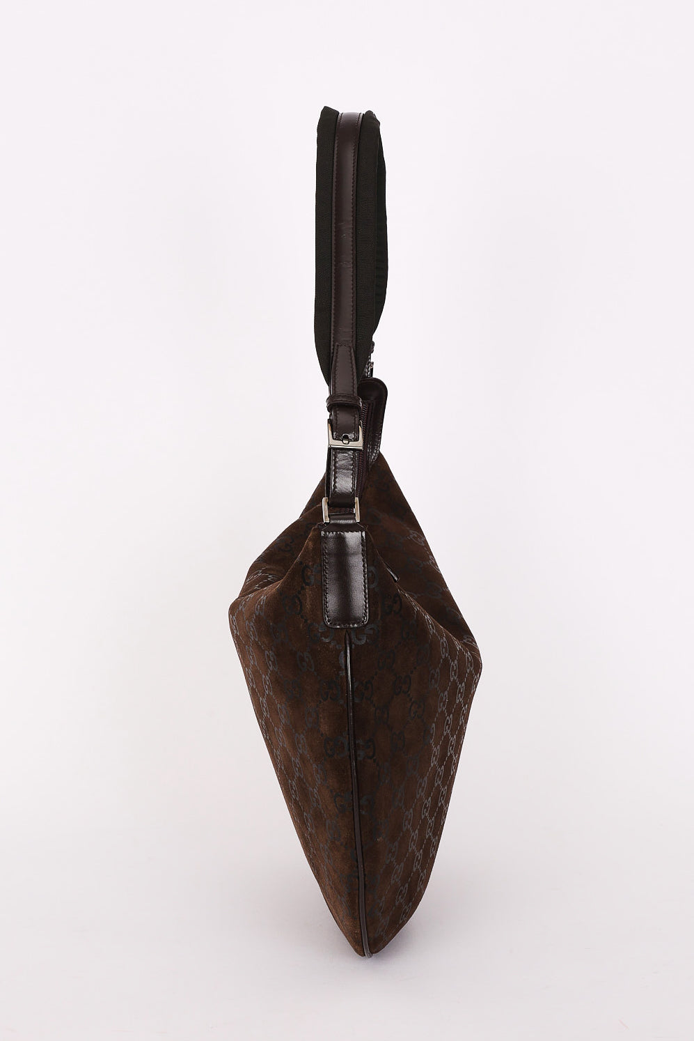 Gucci Monogram Shoulder Bag Brown Suede