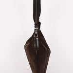 Gucci Monogram Shoulder Bag Brown Suede