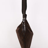 Gucci Monogram Shoulder Bag Brown Suede