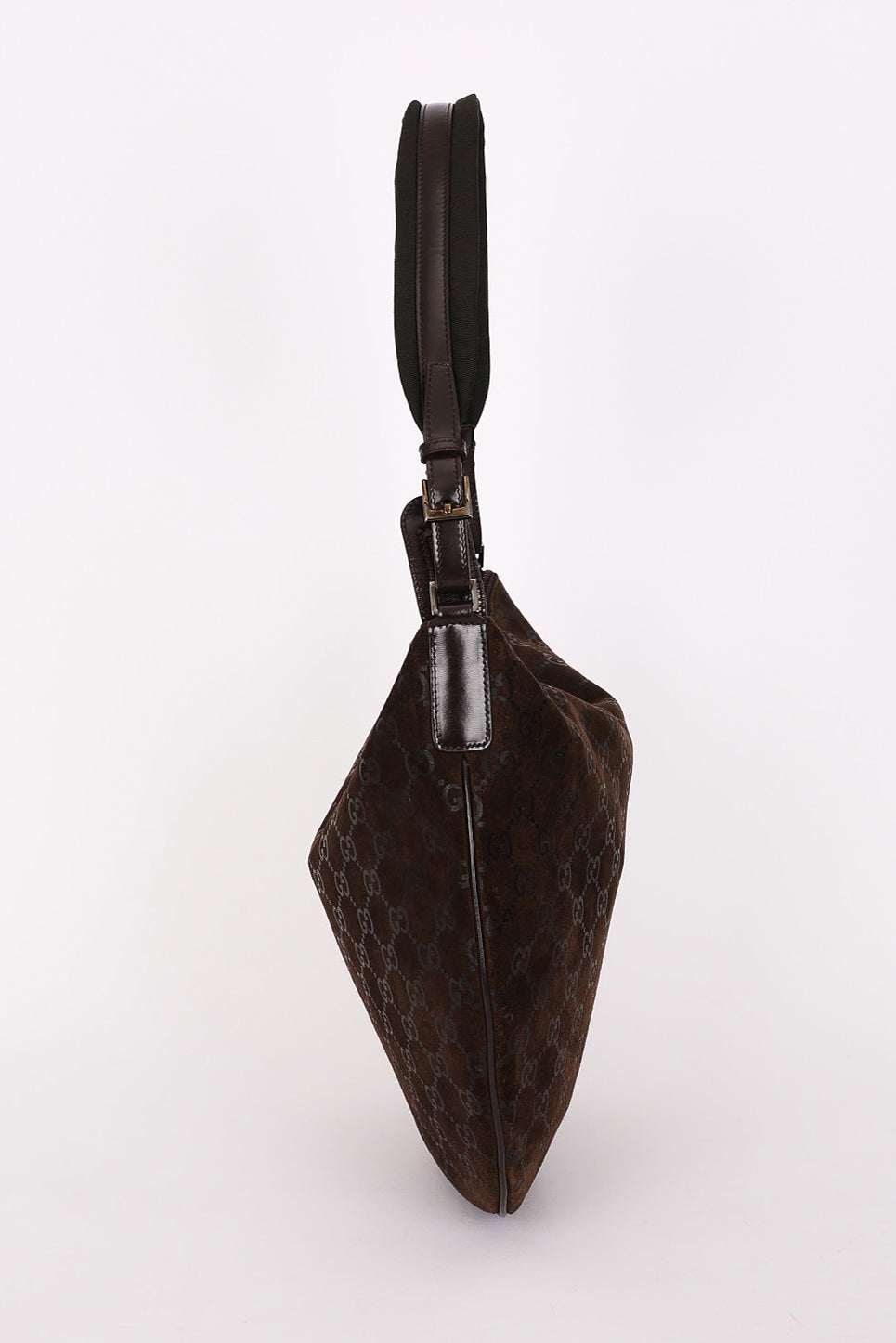 Gucci Monogram Shoulder Bag Brown Suede