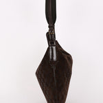 Gucci Monogram Shoulder Bag Brown Suede