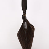 Gucci Monogram Shoulder Bag Brown Suede
