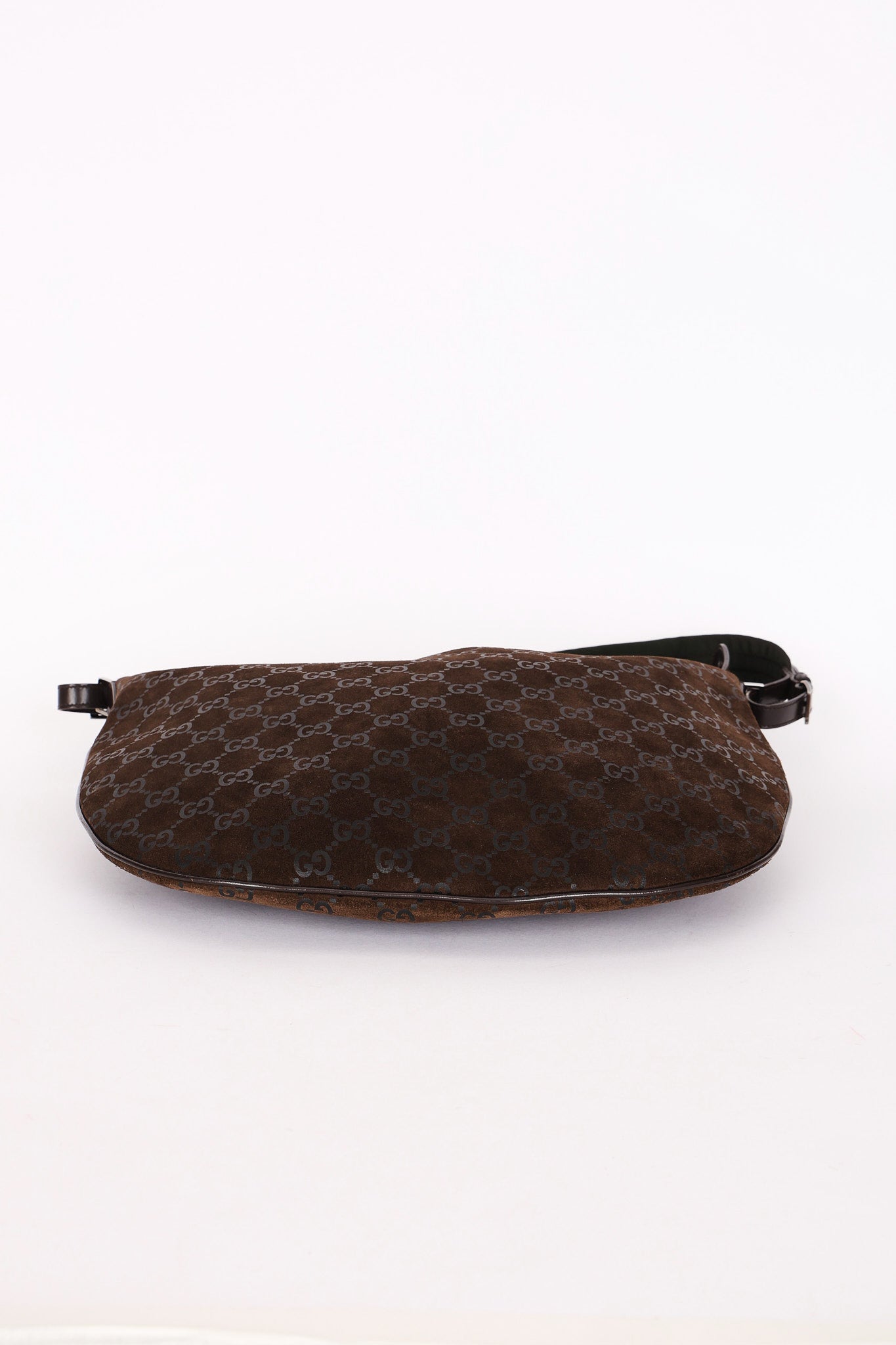 Gucci Monogram Shoulder Bag Brown Suede