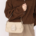 Fendi Zucchino Mini Mamma Baguette Coated Canvas
