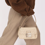Fendi Zucchino Mini Mamma Baguette Coated Canvas