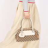 Gucci Monogram Trophy Flower Boston Bag
