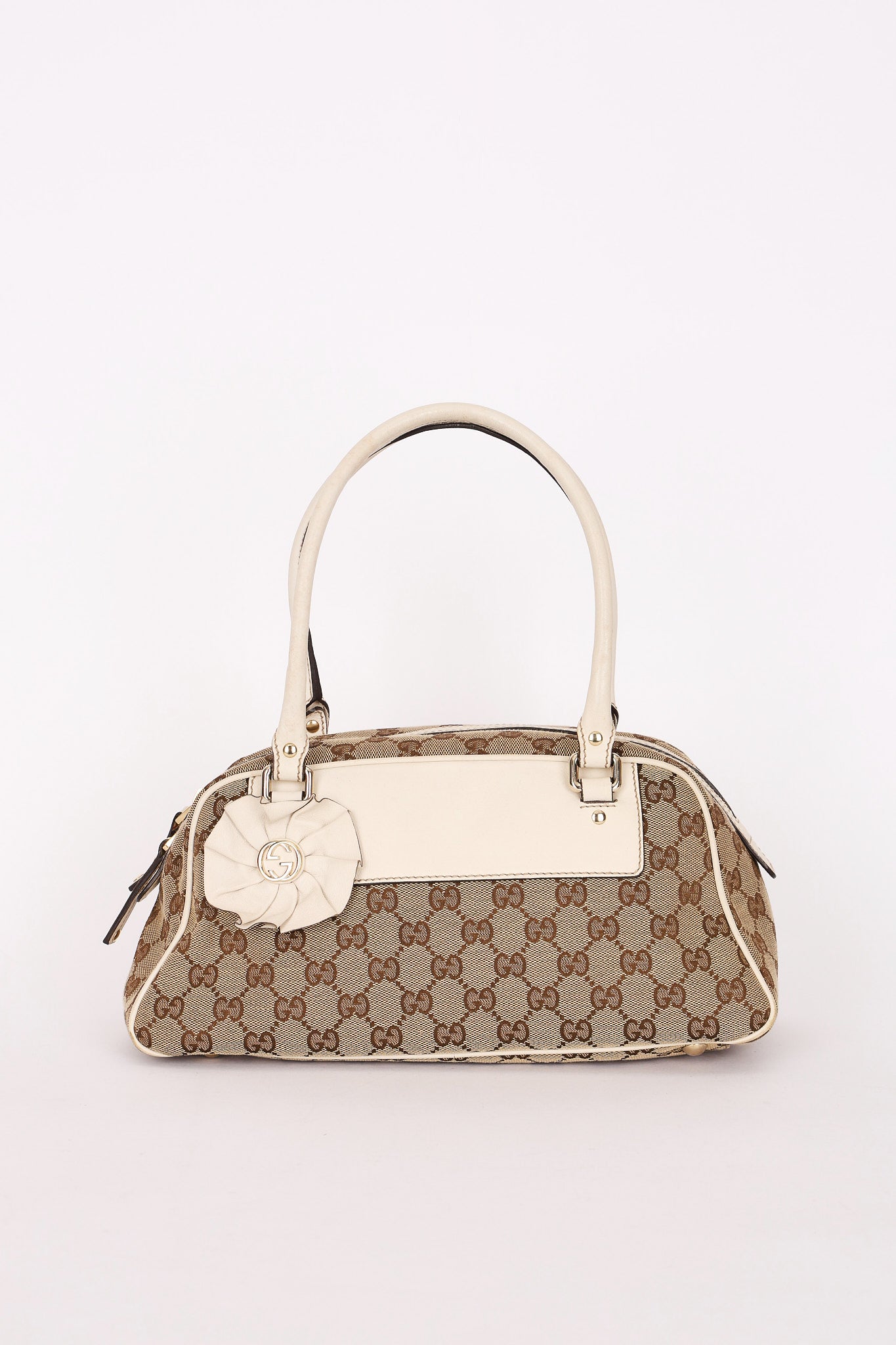 Gucci Monogram Trophy Flower Boston Bag